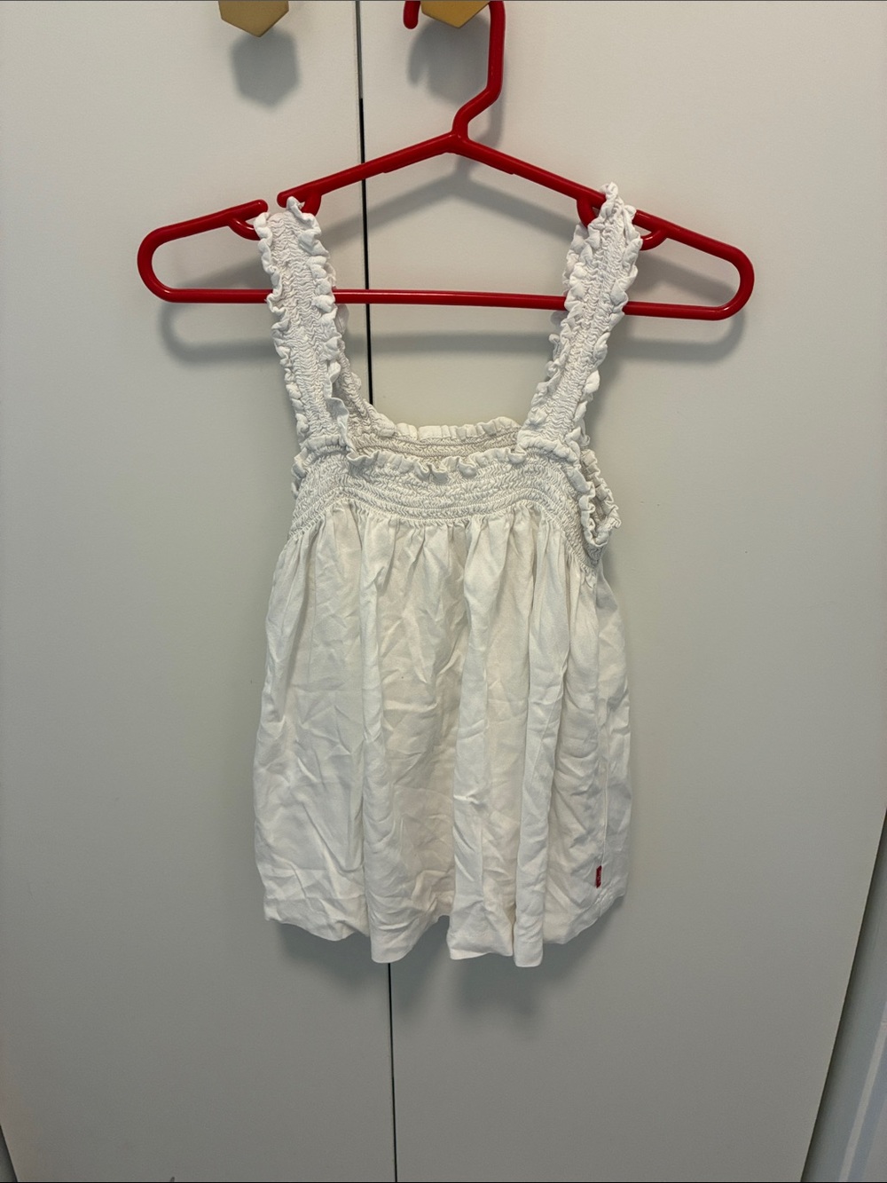 Levi's White Smocked Ruffle Strap Tank Top for Girls
